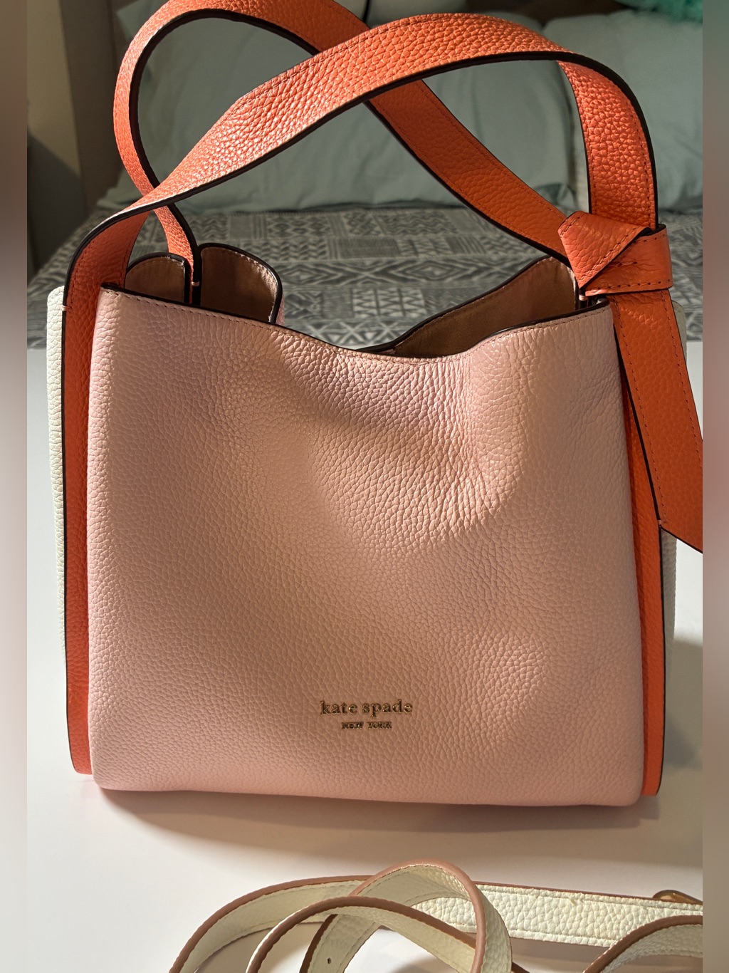 Kate Spade Knott Colorblock Crossbody Tote Pink Orange